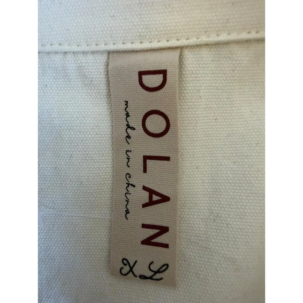 Dolan Jacket Women's XL Cream Embroidered Floral Denim Button Front Boho Rodeo